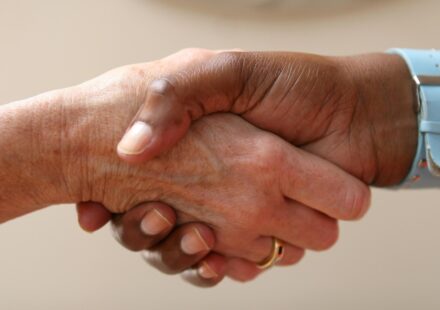 professional handshake farewell