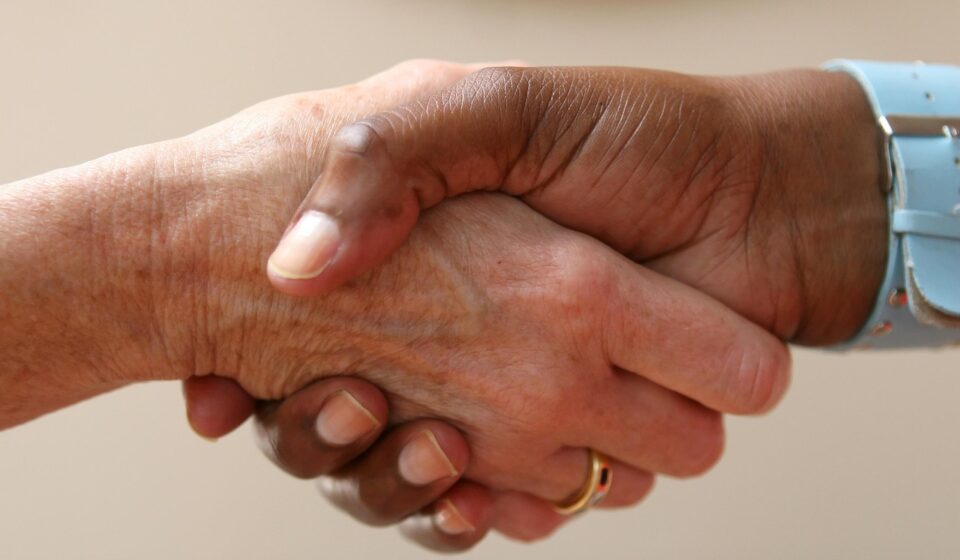 professional handshake farewell