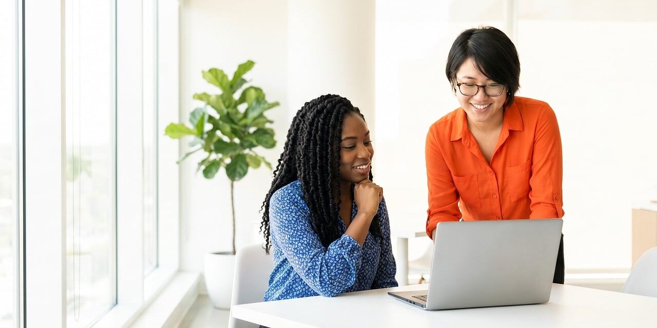 diverse people learning technology