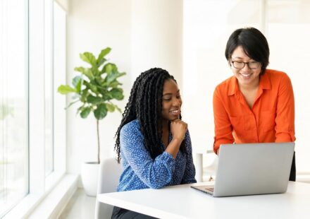 diverse people learning technology