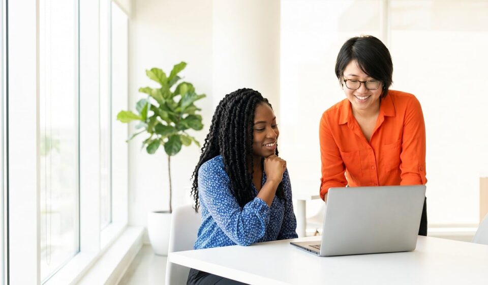 diverse people learning technology