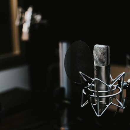 person listening to technology podcast
