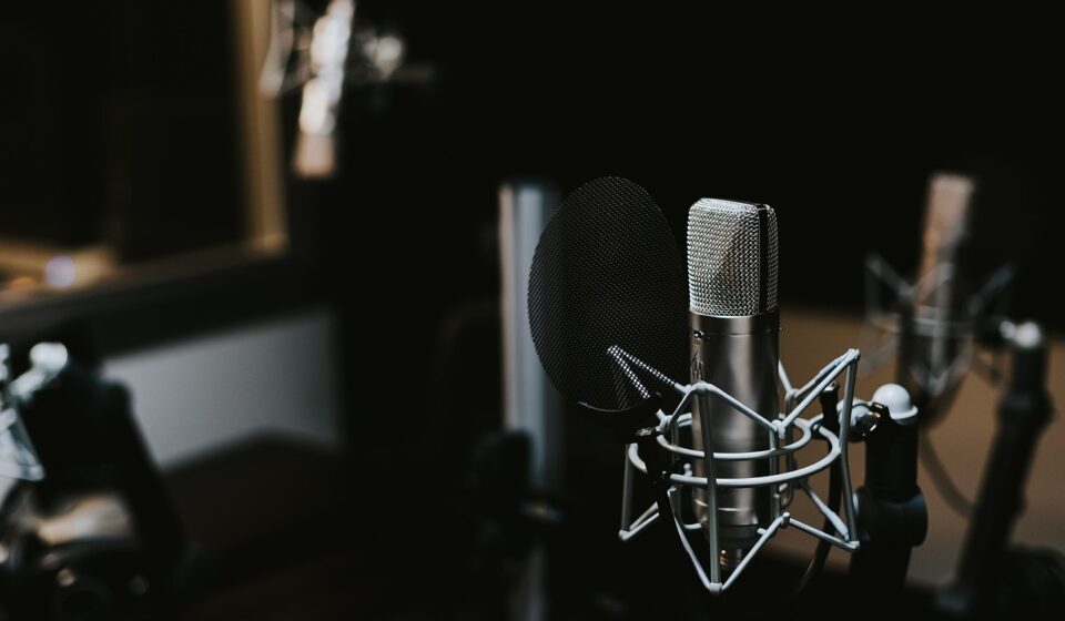 person listening to technology podcast