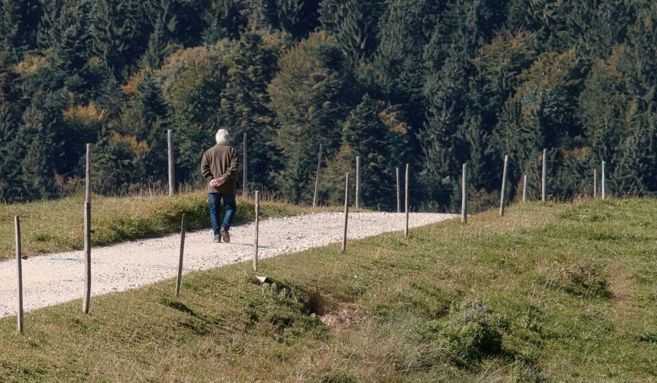 person making a choice at a fork in the road