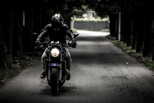 Rider on a test ride of a new motorcycle