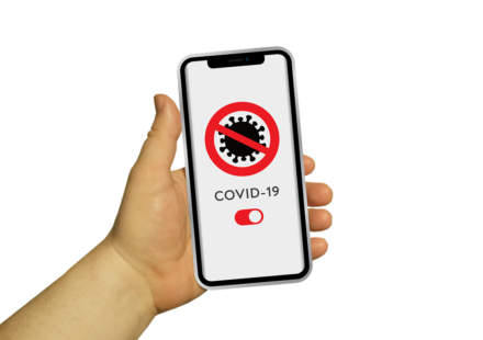 smartphone with warning symbol
