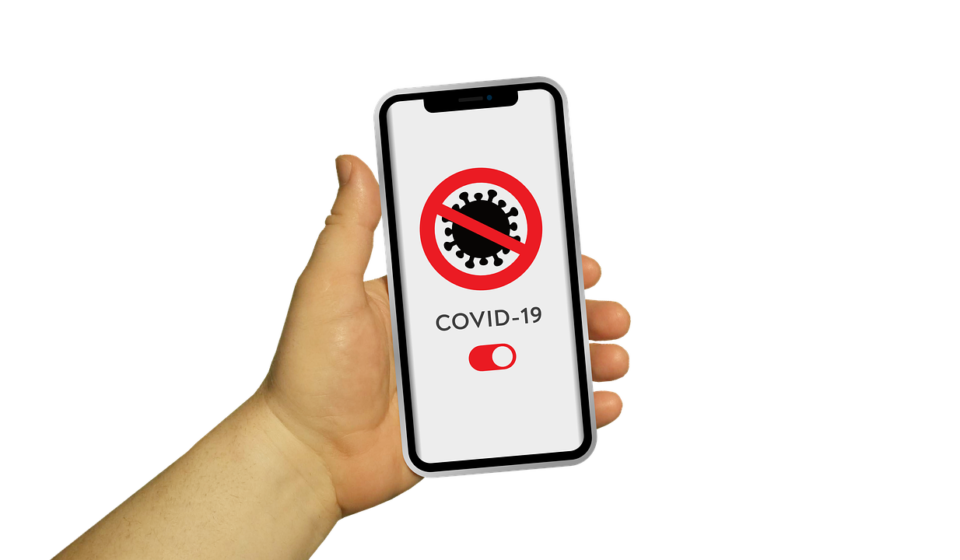 smartphone with warning symbol
